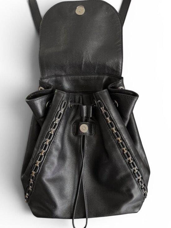 Michael Kors Sadie Black Leather Backpack Chain Detail
